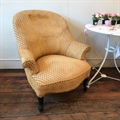 French vintage tub chair with black cabriolet beechwood legs. C1900. Ready to be reupholstered sold at a very good sale price!(£150.00)